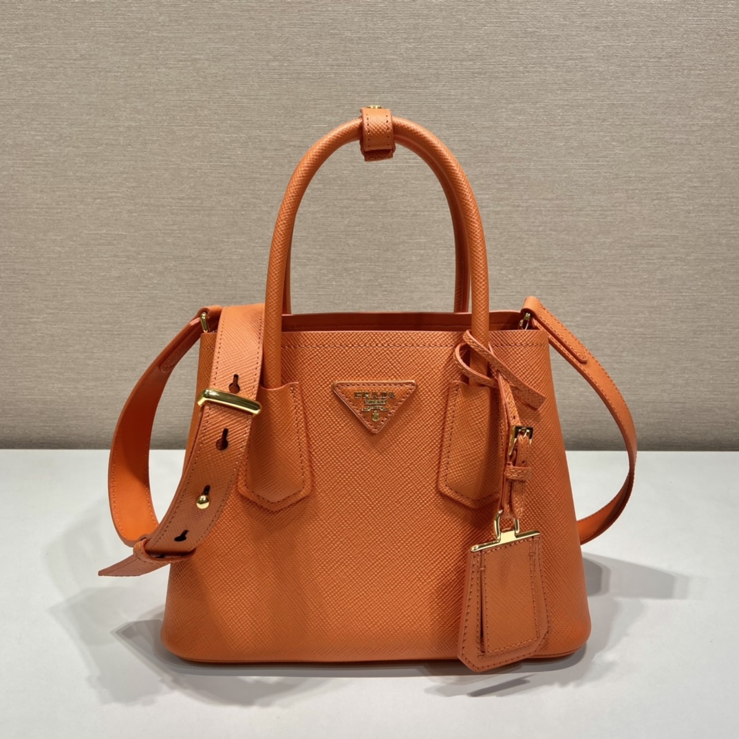 Prada Double Saffiano Leather Mini Bag Shoulder Bag Orange 1BG443